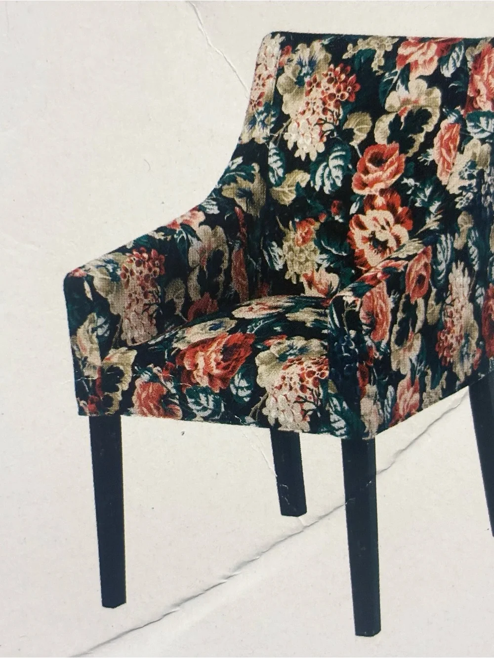 an IKEA SAKARIAS armchair cover featuring the LINGBO floral pattern